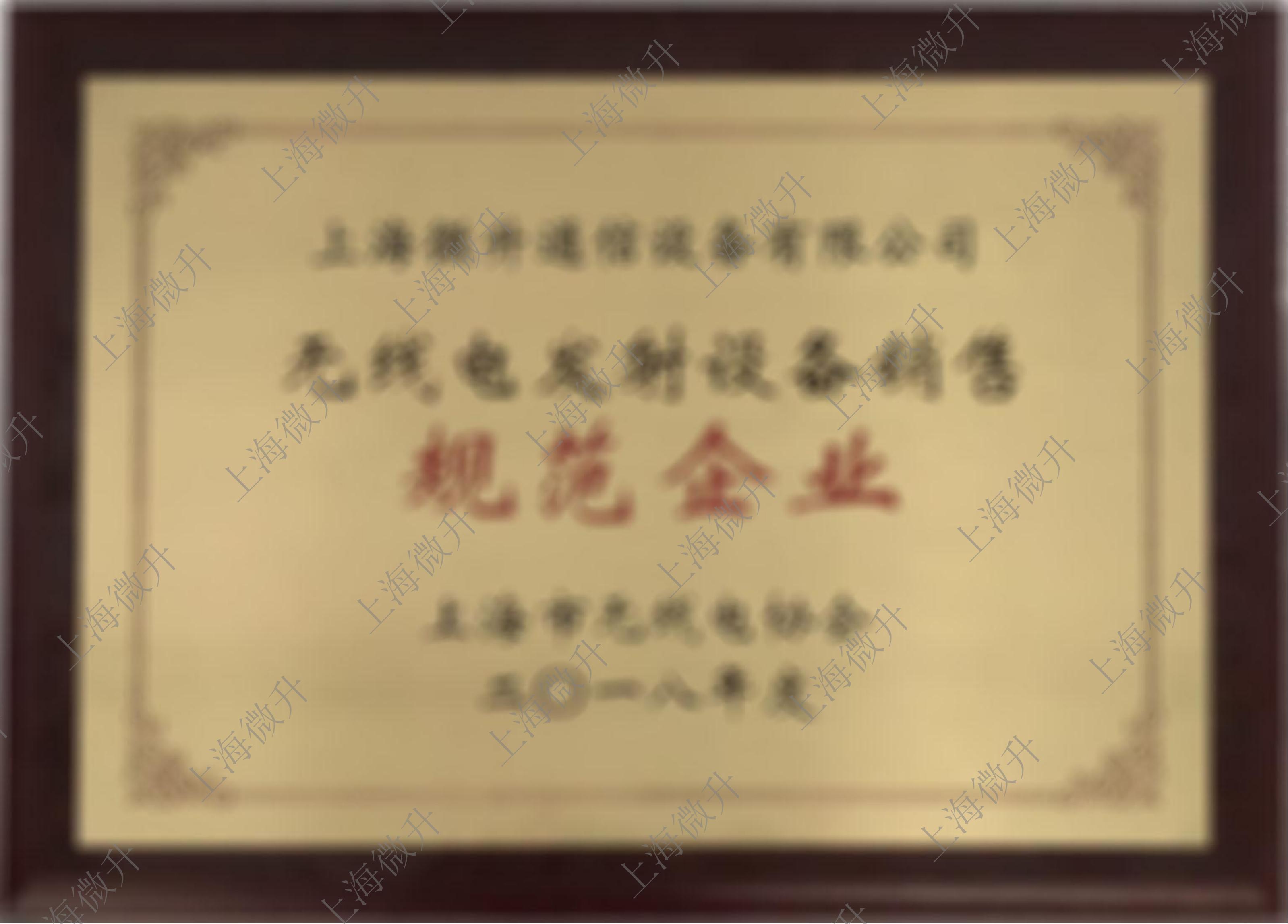 上海无线电协会防范企业证书